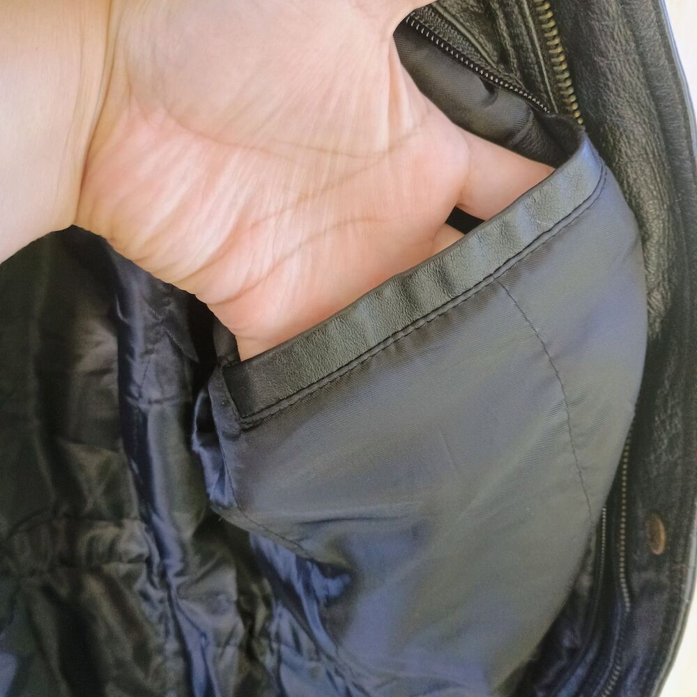 Genuine Leather Hooded Jacket Vintage Real Leather Parka Coat Drawstring Waist M - Picture 7 of 16